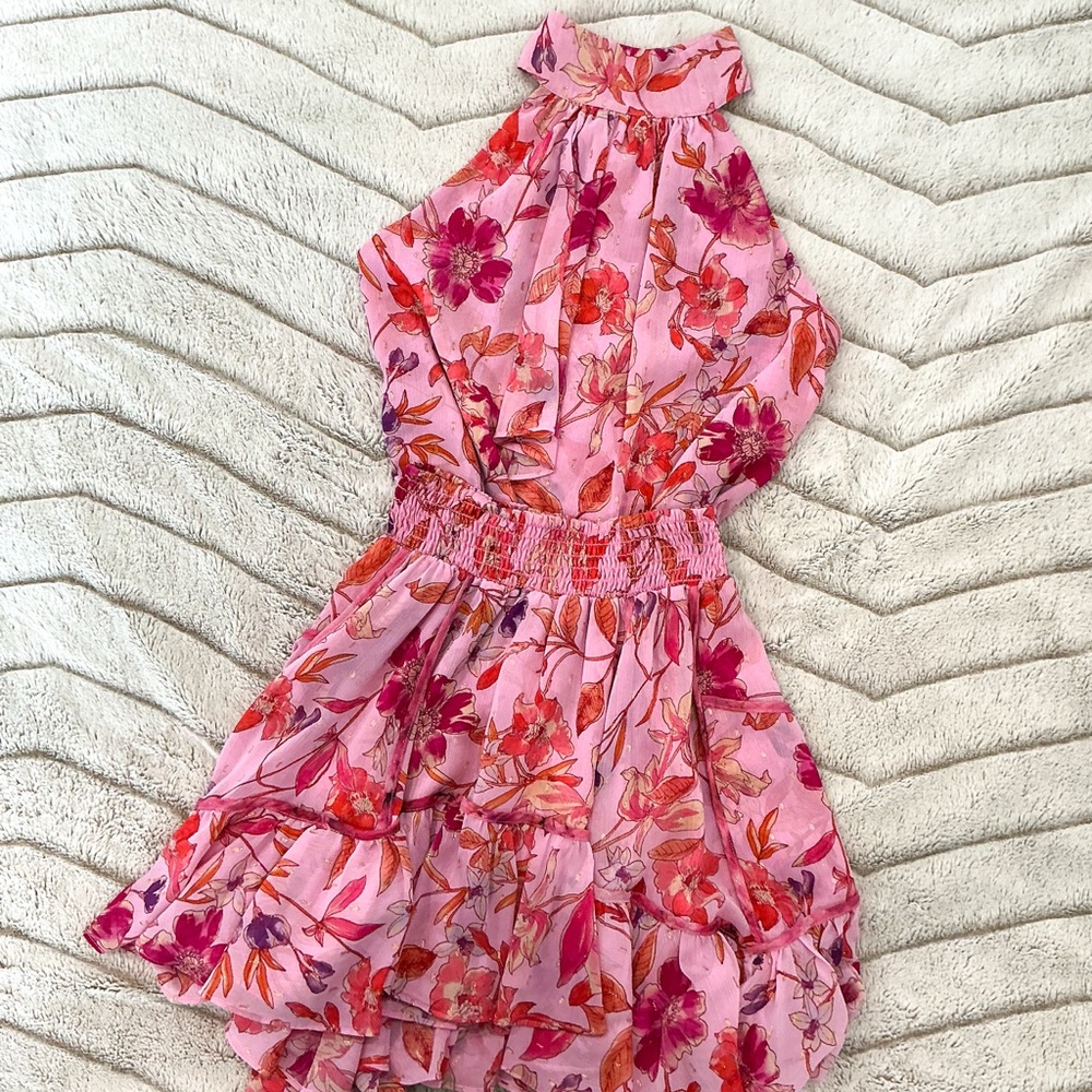 Misa Los Angeles Anka Flora Top AND Soma Mini Ruffled Skirt Fire Floral Mix